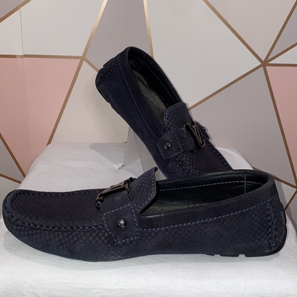 Louis Vuitton Classic Checked Navy Loafer US 8.5/ LV 7.5 Suede Moccasin … - Picture 3 of 11